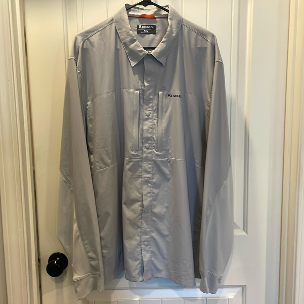 Simms Gray Long Sleeve Fishing Shirt XXL